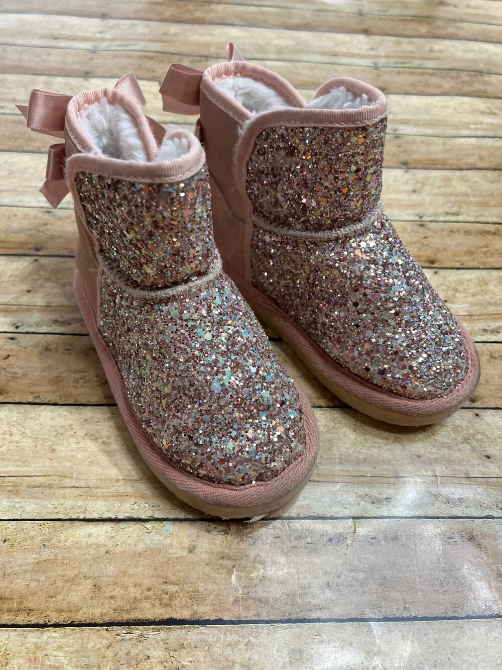 Love and Grow Pink Sparkle Glitter Glow in the Dark Boots Toddler Girl Size 9